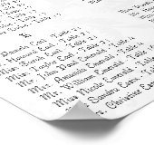 黒と白のダマスク柄 受付 席次表 ポスター (角)
