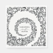 黒と白のダマスク模様の結婚式 スタンダードランチョンナプキン (正面)
