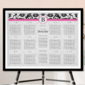 黒と白のダマスク渦巻きホットピンクのトリム ポスター