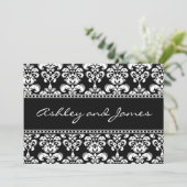 黒と白のダマスク結婚式の招待状 招待状 (スタンド正面)