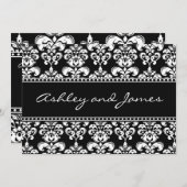 黒と白のダマスク結婚式の招待状 招待状 (正面/裏面)