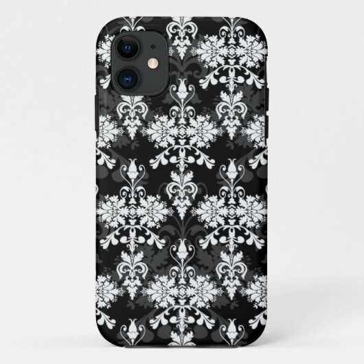 黒と白のダマスク織り複式デザイン Case-Mate iPhoneケース (裏面)