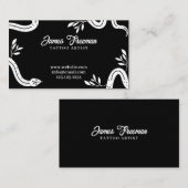 黒と白のダーク葉ブ・ヘビのタトゥーアーティスト 名刺 (正面/裏面)
