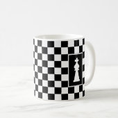 黒と白のチェスのコーヒーマグ 白キング コーヒーマグカップ (正面右)
