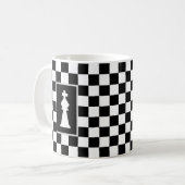 黒と白のチェスのコーヒーマグ 白キング コーヒーマグカップ (正面左)