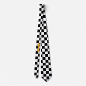 黒と白のチェスパターン上のゴールデンキング ネクタイ (裏面)