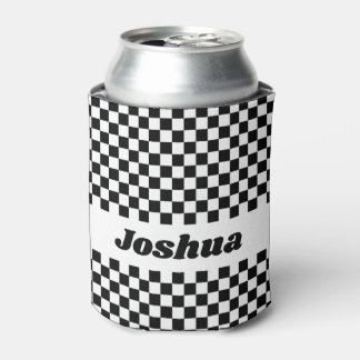黒と白のチェッカーフラグ 缶クーラー