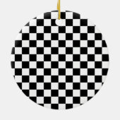 黒と白のチェッカーボードの背景 セラミックオーナメント (裏面)