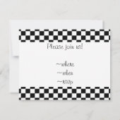 黒と白のチェッカーボードの背景 招待状 (裏面)