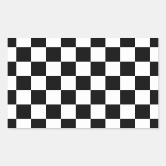 黒と白のチェッカーボードの背景 長方形シール (正面)