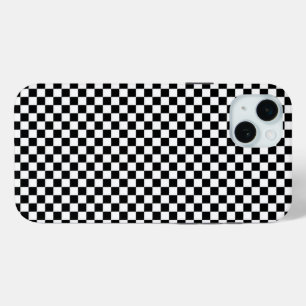 黒と白のチェッカーボードの背景(黒) iPhone 15 MINIケース