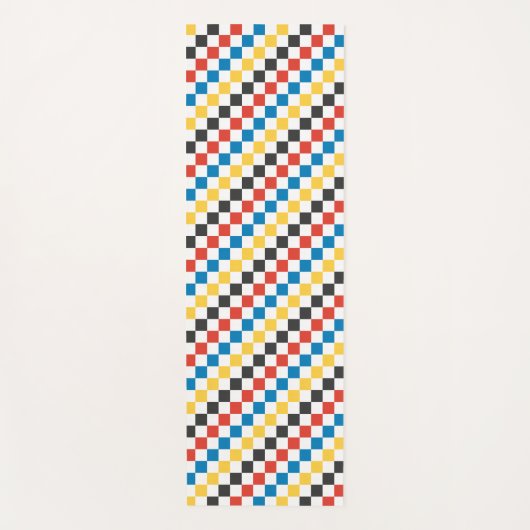 黒と白のチェッカーボードを使用した原色 ヨガマット (正面)