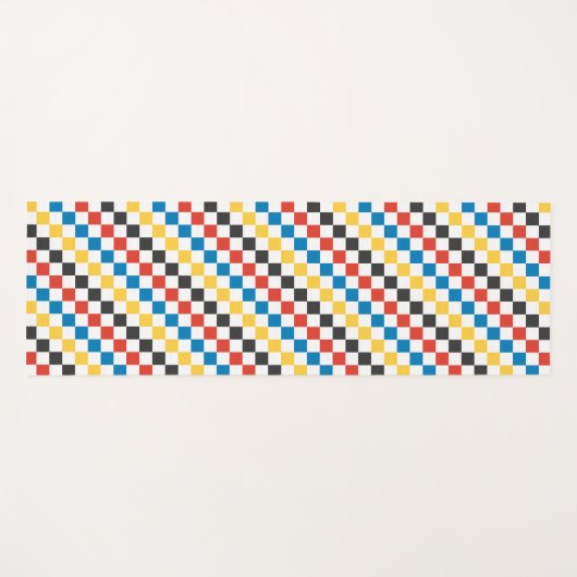 黒と白のチェッカーボードを使用した原色 ヨガマット (正面(横))