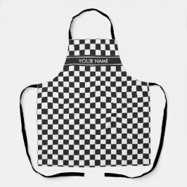 黒と白のチェッカ市松模様にボー市松模様にド エプロン