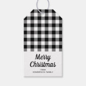 黒と白のチェックのメリークリスマス ギフトタグ (正面)