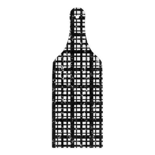 黒と白のチェック柄にペンキの飛沫 カッティングボード (正面)