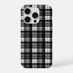 黒と白のチェック柄のタータン, iPhone 15 PROケース