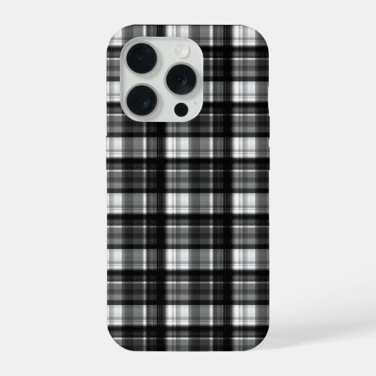 黒と白のチェック柄のタータン,  iPhoneケース (裏面)
