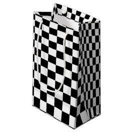 黒と白のチェック柄の目の錯覚 スモールペーパーバッグ
