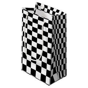 黒と白のチェック柄の目の錯覚 スモールペーパーバッグ