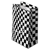 黒と白のチェック柄の目の錯覚 スモールペーパーバッグ (裏面アングル)