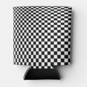 黒と白のチェック柄の目の錯覚 缶クーラー (正面)