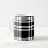 黒と白のチェック柄 コーヒーマグカップ (正面左)