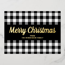 黒と白のチェック柄 スクリプトクリスマス ゴールド
