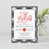 黒と白のチェック柄 I Do BBQ 婚約+プロポーズの招待状 招待状 (スタンド正面)