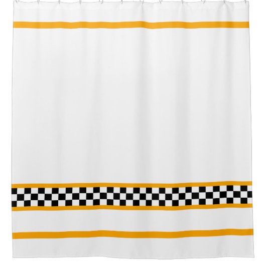 黒と白のチェック シャワーカーテン (正面)