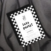 黒と白のチェッモダンカーがパーティー誕生日を許可 招待状