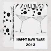 黒と白のチャパーニュ年始の招待状 招待状 (正面/裏面)