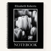 黒と白のチューリップらせん手帳 ノートブック (正面)