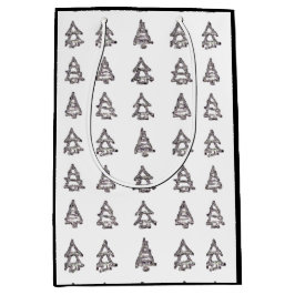 黒と白のツリー抱き枕（黒の辺） ミディアムペーパーバッグ