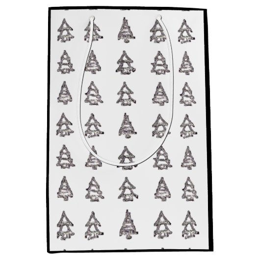 黒と白のツリー抱き枕（黒の辺） ミディアムペーパーバッグ (正面)