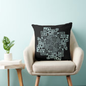 黒と白のテクスチャ付き線のもつれデザイン クッション (椅子)