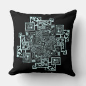 黒と白のテクスチャ付き線のもつれデザイン クッション (正面)