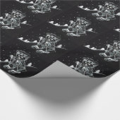 黒と白のテディベア ラッピングペーパー (角)