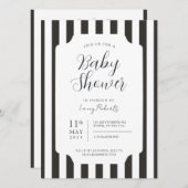 黒と白のテントのストライプ ジェンダー ニュートラル 招待状 (正面/裏面)