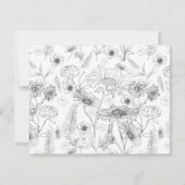 黒と白のデイジーの花デザインBe my Bridesmaid 招待状 (裏面)