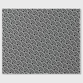 黒と白のデコ小さなファンシェル ラッピングペーパー (フラット)