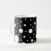 黒と白のデザイン 円  ドット コーヒーマグカップ (正面左)
