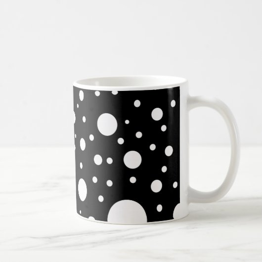 黒と白のデザイン 円  ドット コーヒーマグカップ (右)