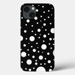 黒と白のデザイン 円 ドット iPhone 13ケース