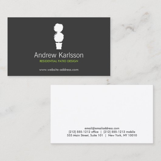 黒と白のトピアリーロゴII名刺 名刺 (正面/裏面)