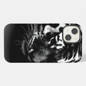 黒と白のトラの芸術写真 iPhoneケース (裏面横)
