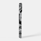 黒と白のトラの顔 iPhone 15ケース (右側面)