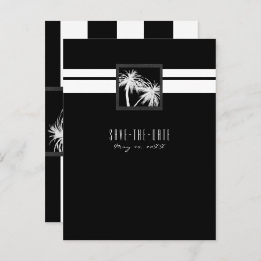 黒と白のトロピカルパモダンーム保存日 案内ポストカード (正面/裏面)
