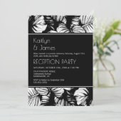 黒と白のトロピカルパームの結婚式の披露宴 招待状 (スタンド正面)