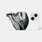 黒と白のトロールデザイン iPhone 15ケース (裏面横)